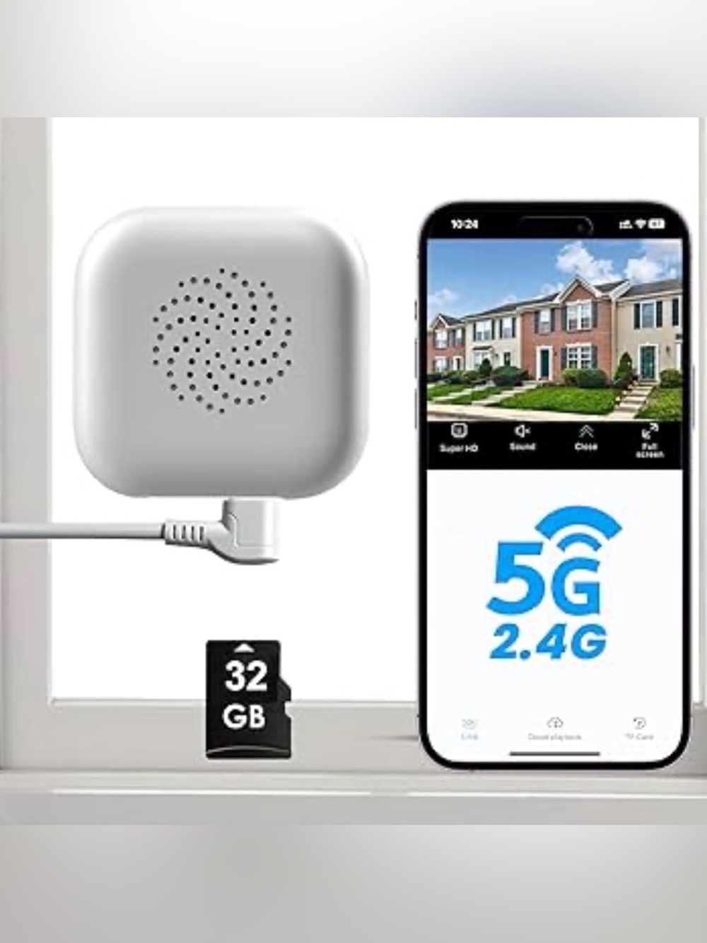 2K Window Camera with 32GB Memory Card, 5GHz & 2.4GHz WiFi Indoor Camera
